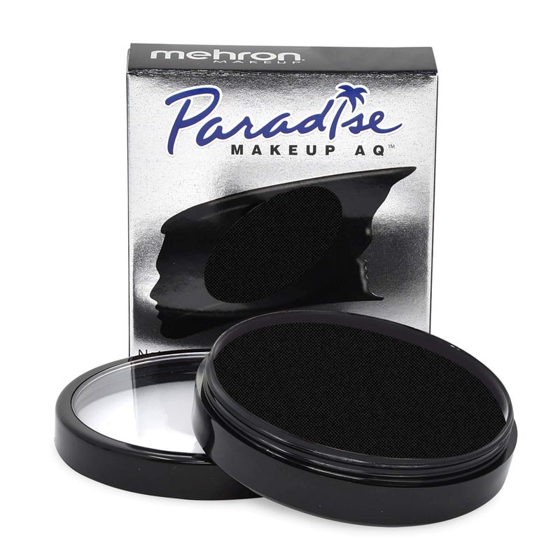 Mehron Makeup Paradise Makeup AQ Pro Size | Stage &amp; Screen, Face &amp; Body Painting, Special FX, Beauty, Cosplay, and Halloween | Water Activated Face Paint &amp; Body Paint 1.4 oz (40 g) (Black)