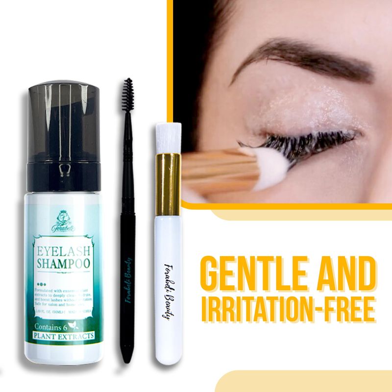 Forabeli Eyelash Extension Shampoo Brush  Wand 50ml  Eyelid Foaming CleanserLash CleanerEyelash Wash &amp; Lash Bath for ExtensionsParaben, Sulfate FreeSafe Makeup Remover Salon &amp; Self Use