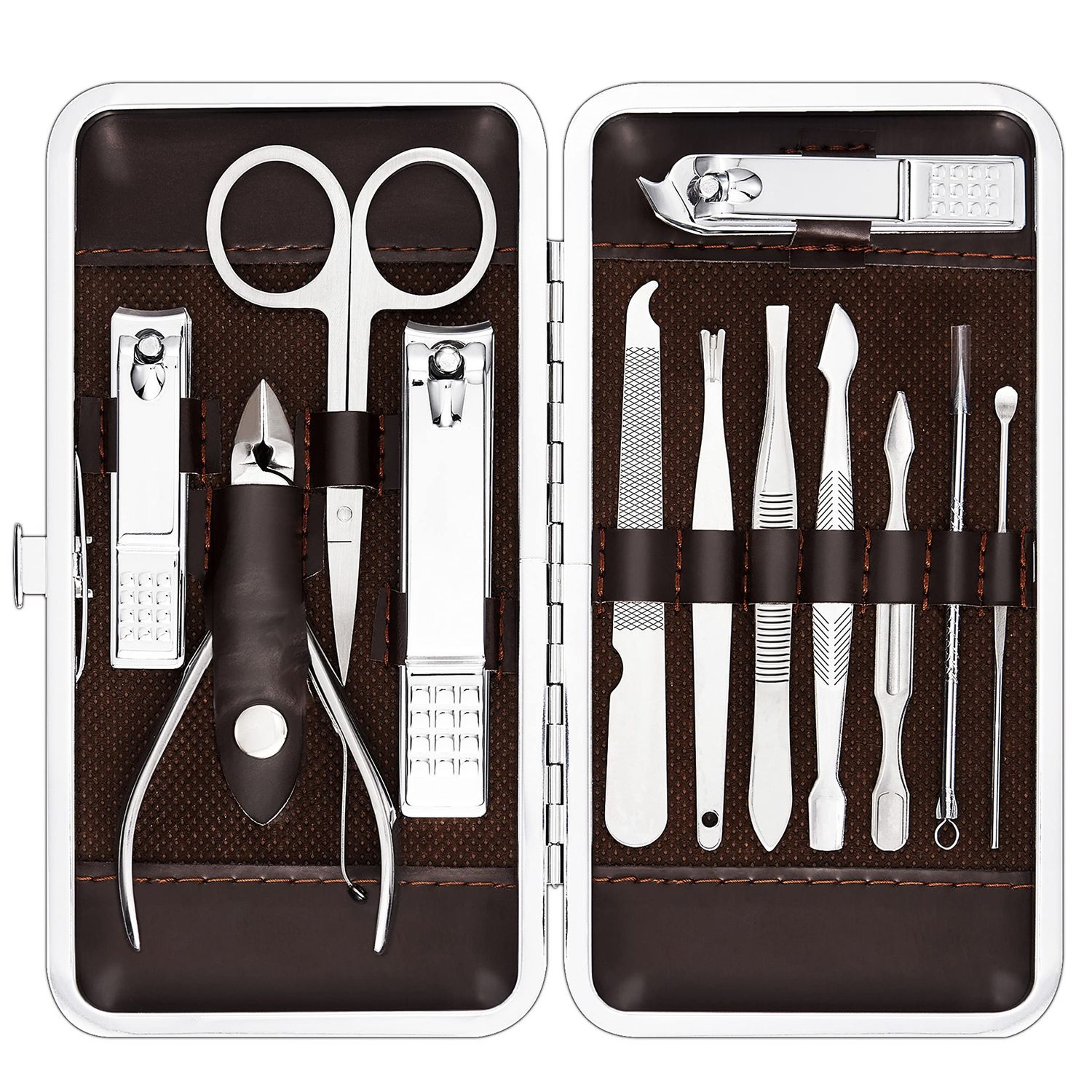 Tseoa Manicure, Pedicure Kit, Nail Clippers, Professional Grooming Kit, Nail Tools with Luxurious Travel Case, Set of 12  (nail clippers 12pcs)