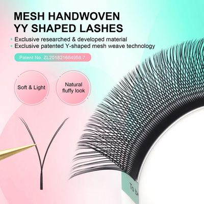 NAGARAKU YY Eyelash Extensions Supplies Y Lash 4D Easy Fan Russian Volume Crisscross YY Eyelashes Handwoven Y Shaped Mesh Wispy Clusters 12 Rows Pre Fanned Eye Lashes Black - 0.07mm D Curl 8-15mm Mix