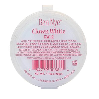 Ben Nye Clown White Makeup, 1.75oz.49gm.