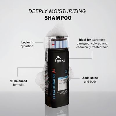 TRUSS Ultra Hydration PLUS Shampoo - For Color and Chemical Treated Hair - Restores Elasticity, Revitalizes, Adds Body & Shine to All Hair Types & Textures