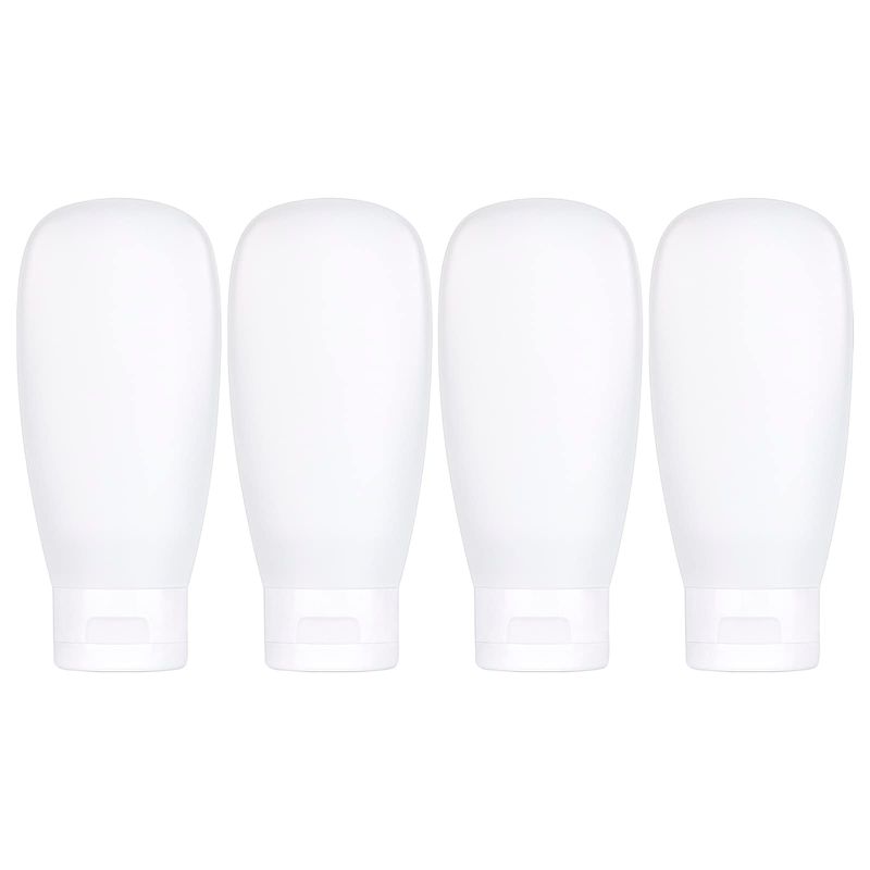 TSA Approved Travel Bottles Set for Toiletries Travel Size Containers Kit 4 Pack Portable Leak Proof Refillable Squeeze Cosmetic Airplane Essential Shampoo Hair Conditioner Body Lotion Bath Shower Gel