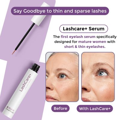 LashCare Eyelash Enhancing Serum For Older Women - Longer, Thicker Lashes in 12 Weeks - For Sensitive Eyes, Natural Growth - Enhancement, Conditioner for Longer-Looking Lashes (1mL (1 Month Supply))