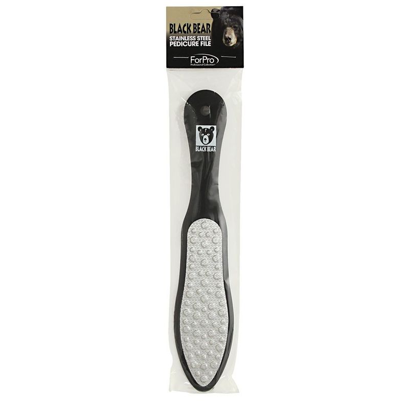 ForPro Black Bear Stainless Steel Pedicure File - Callus Remover Foot File- Double-Sided Professional Quality File for Heels and Feet- 10.5 L