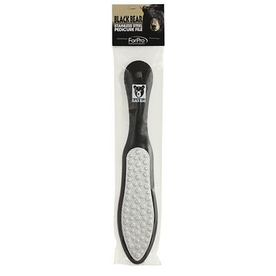 ForPro Black Bear Stainless Steel Pedicure File - Callus Remover Foot File- Double-Sided Professional Quality File for Heels and Feet- 10.5 L
