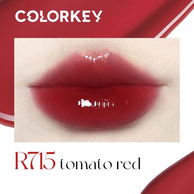 COLORKEY Lip Gloss Mirror Series, Hydrating Lip Gloss with Essential oil, High Shine Glossy Lip Tint, Hydrated &amp; Fuller-looking Lips, Long-Lasting Liquid Lipstick (R715 tomato red)