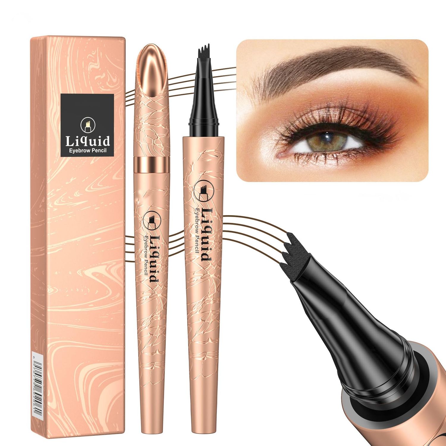2024 New Magic Eyebrow Pencil 3D Waterproof Eyebrow Pen for Long-Lasting Wear, Delicate Microblading Eyebrow Pencil for Fine Natural Strokes (Black)