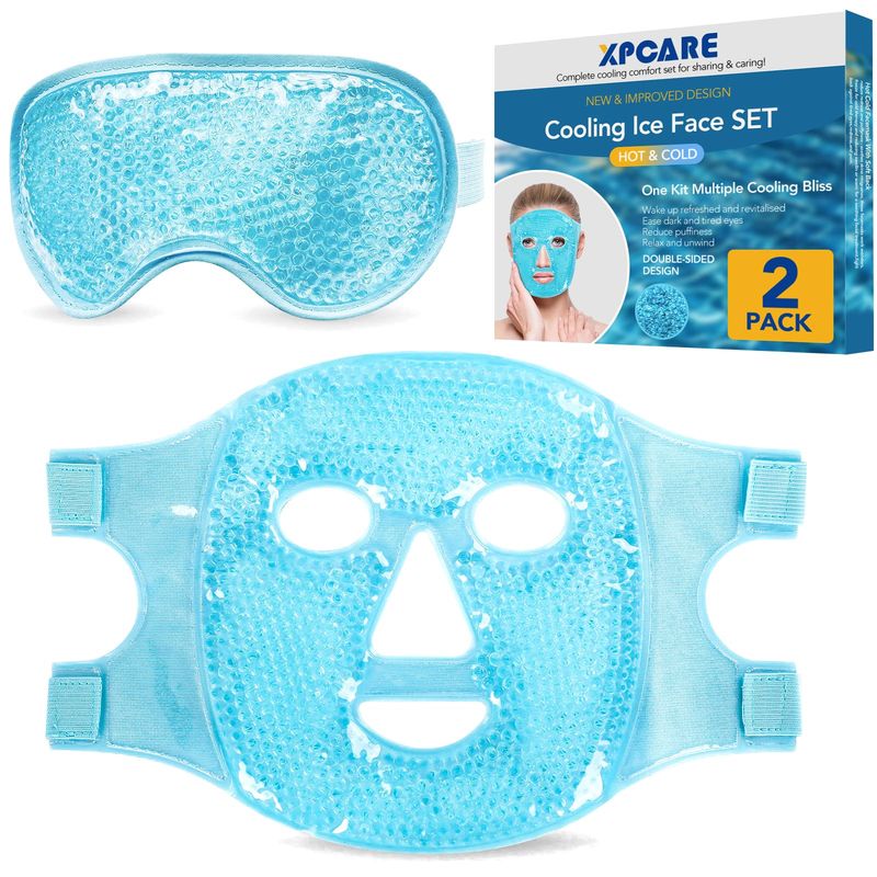 XPCARE Colding Ice Face Mask and Cooling Eye Mask for Puffy Eyes &amp; Migraine Relief, Gel Eye Mask, Cool Face Masks for Dark Circles, Eye Surgery, Sleeping, Pressure, Headaches, Skin Care