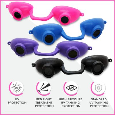Super Sunnies EVO FLEX UV Eye Protection FDA compliant Flexible Tanning Goggles Eyeshields, 4-Pack