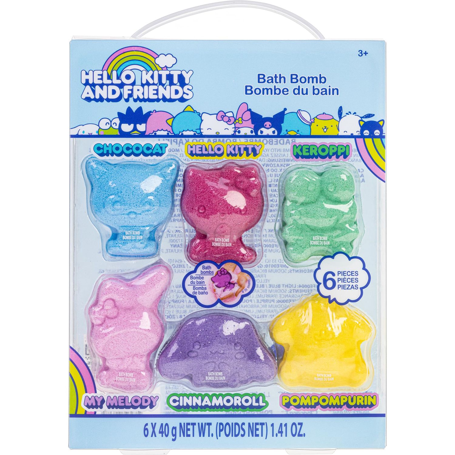 Hello Kitty and Friends Bath Bombs Set, 6 Piece, Bubblegum Scented - Ages 3 Character Molded - Fun &amp; Bright Colors - Bath Time Fun, Great Birthday Gifts, Stocking Stuffers, by Townley Girl