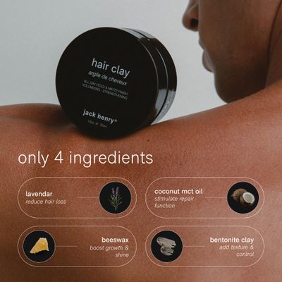 Jack Henry Hair Clay Styling Product, Add Thickness &amp; Texture, 4 Ingredients, 1.6 oz