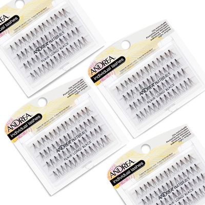 Andrea Knot-Free Naturals Individual Lashes - Long, Black, Lightweight DIY Lash Clusters, Comfortable Eyelash Extensions, 4 Pack