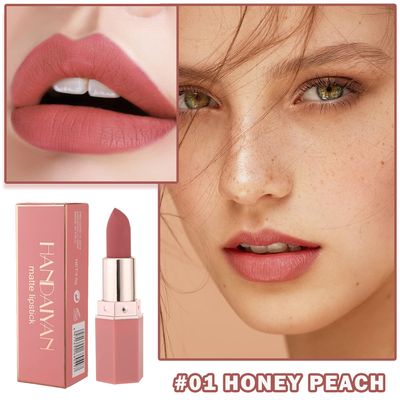 ZHISHUDL Nude Lipstick Matte Lipstick Nude Lip Stick,Matte Lip Stick Long Lasting Non Stick Cup Not Fade High Pigmented,Nude Lip Stain Makeup for Women - 04 Honey Peach
