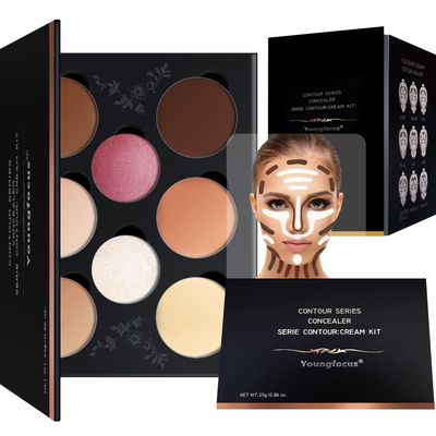 Youngfocus Cosmetics Cream Contour Best 8 Colors Contouring Foundation - Highlighting Makeup KitConcealer Palette - Vegan, Cruelty Free and Hypoallergenic - Instruction ManualFace Blushes