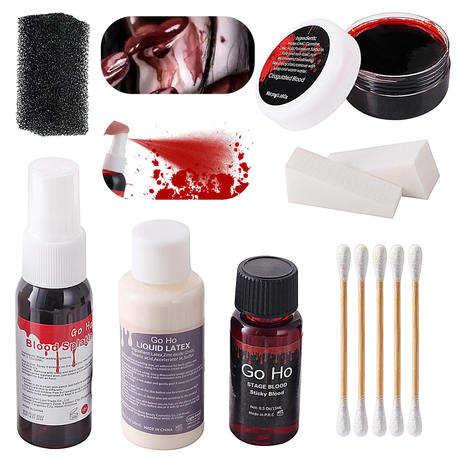 Go Ho Fake Blood Makeup for Special Effects,Set 1,BY078