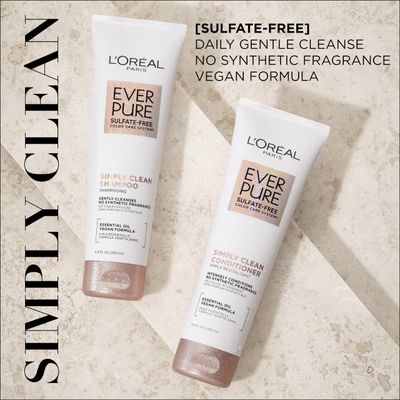 L'Oreal Paris EverPure Sulfate Free Simply Clean Shampoo, Hydrating Hair Care with Rosemary Essential Oils, 8.5 Fl Oz