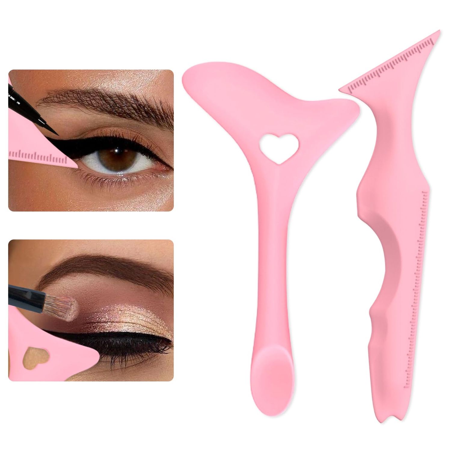 IDDFEVE 2Pcs Eyeliner Stencils, Silicone Winged Tip, Multifunctional Mascara Shield for Eyeshadow and Eyelashes, Professional &amp;Quick Cat Eye Makeup Tool for Beginners (Pink)