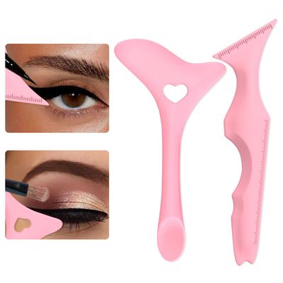 IDDFEVE 2Pcs Eyeliner Stencils, Silicone Winged Tip, Multifunctional Mascara Shield for Eyeshadow and Eyelashes, Professional &amp;Quick Cat Eye Makeup Tool for Beginners (Pink)