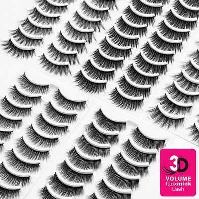 Eliace False Eyelashes Kit, (50 Pairs, 5 Styles), Handmade Cat Eye Mink Lashes, Volume 3D Faux Mink Lash Curly & Full, Fake Eyelashes for a Natural Look, Eye Lashes Sets Pack, White Elephant Gift