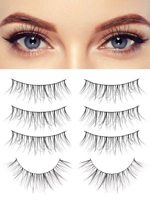 Eyelashes Natural Look Mink Lashes Wispy 13mm Natural Lashes Thin Cotton Band 3D Volume False Eyelashes C Curl Soft Lashes 4 Pairs Siligli