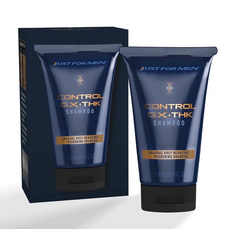 JUST FOR MEN Control GX  THK Thickening Shampoo with Grey Reduction, Shampoo for Thinning Hair with Alpha Keratin, Thickens Hair Up to 20%, Works with Every Hair Texture, 4 oz