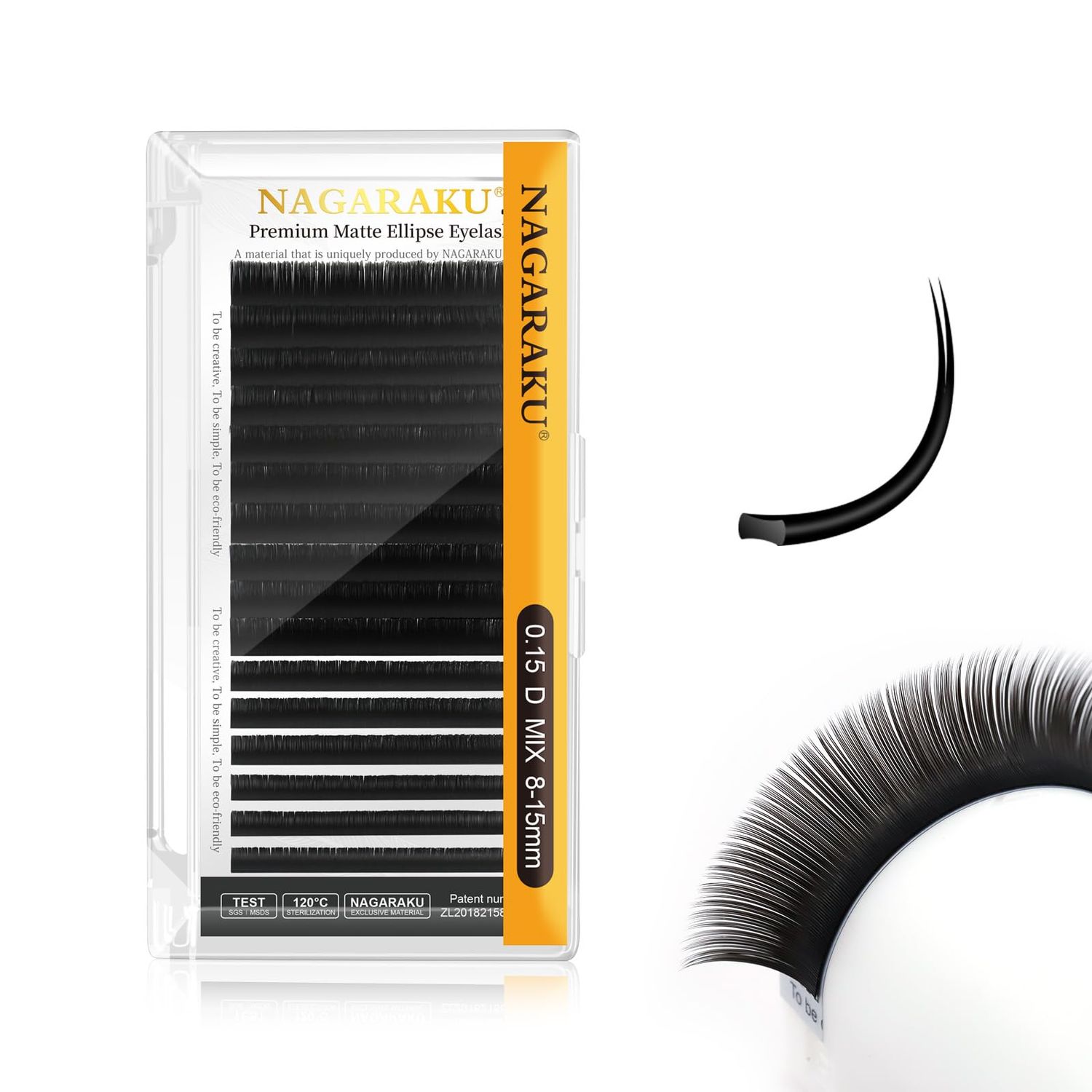 NAGARAKU Double Tips Ellipse Eyelash Extensions Lighter Thinner Flat Split Tips Individual Lash 0.15mm D curl 8-15mm Mix Tray Matte Black Faux Mink Classic False Lash Supplies 16 Rows