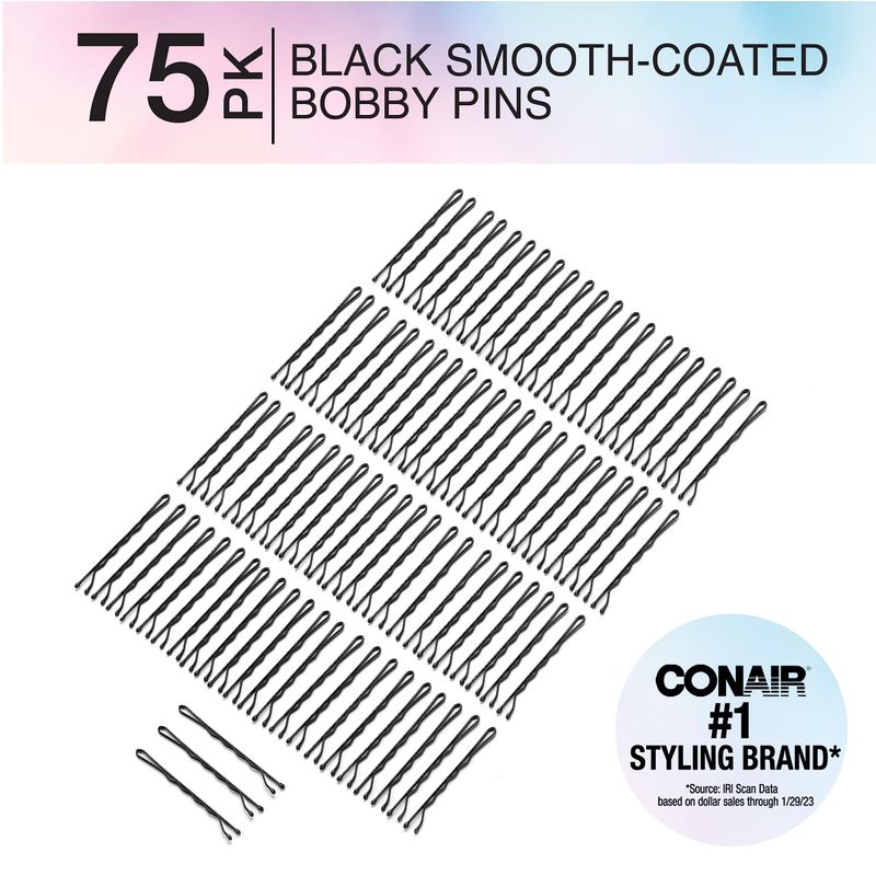 Conair Pin &amp; Match Bobby Pins - hair accessories for women - Bobby Pins Black - Includes Storage Container - 75 Count