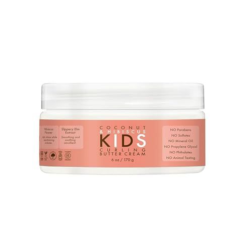 SheaMoisture Curling Styling Cream For Curl Definition Coconut &amp; Hibiscus Curl and Detangle Kids Hair 6 oz