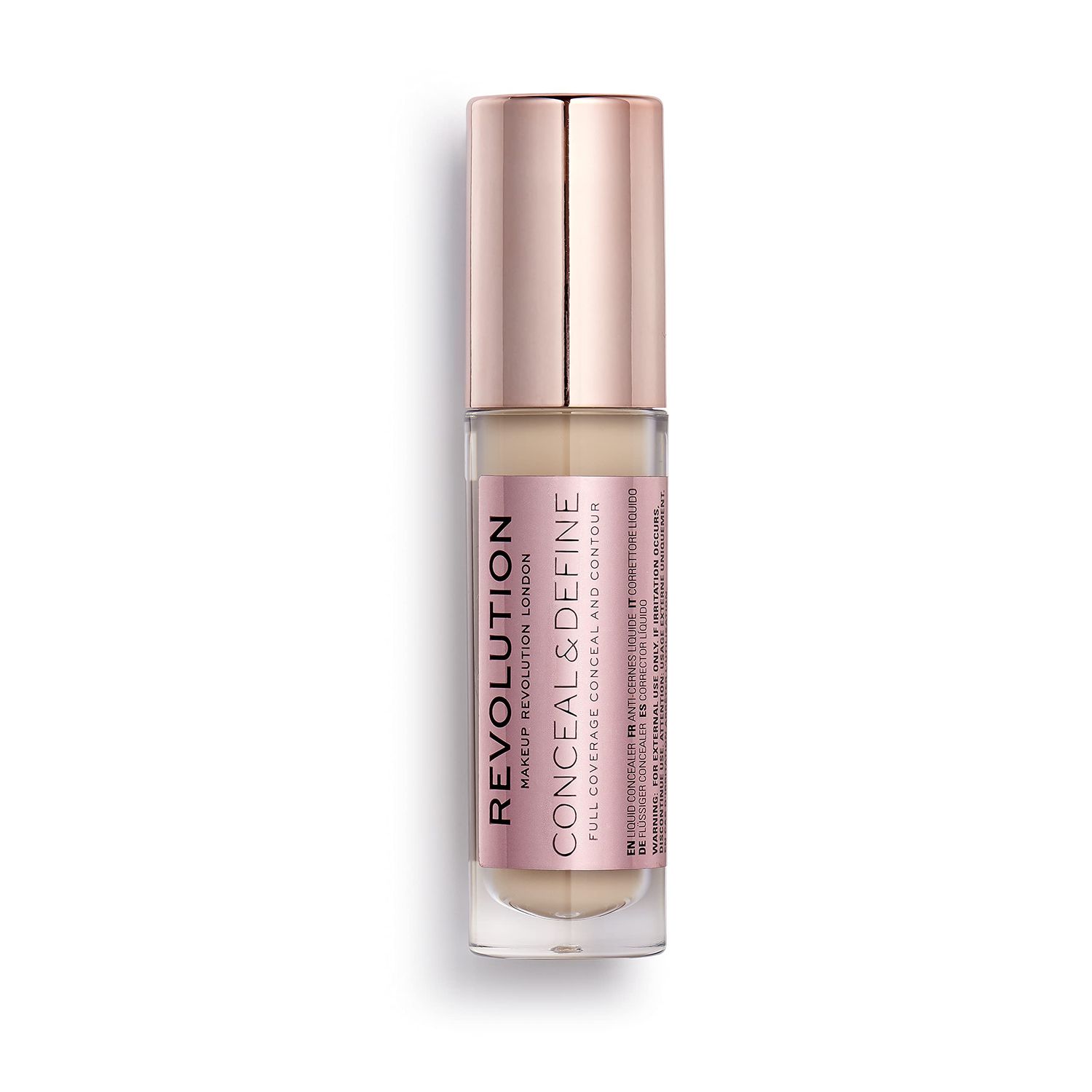 Revolution Beauty, Conceal &amp; Define Concealer, Full Coverage &amp; Lightweight, Long-Lasting Matte Finish, Vegan &amp; Cruelty Free, C2 Fair to Light Skin Tones, 0.14 Oz.