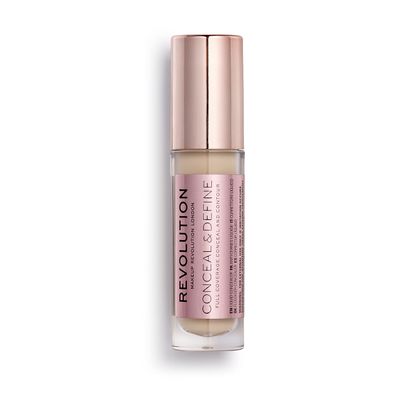 Revolution Beauty, Conceal &amp; Define Concealer, Full Coverage &amp; Lightweight, Long-Lasting Matte Finish, Vegan &amp; Cruelty Free, C2 Fair to Light Skin Tones, 0.14 Oz.