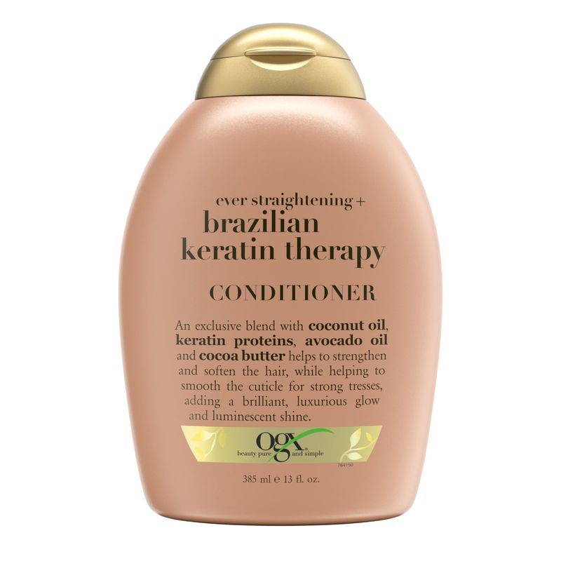 Ever Straightening  Brazilian Keratin Therapy Hair-Smoothing Conditioner with Coconut Oil, Cocoa Butter &amp; Avocado Oil, Paraben-Free, Sulfate-Free Surfactants