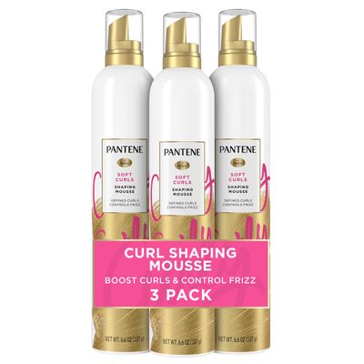 Pantene Curl Mousse For Curly Hair, Tames Frizz for Soft Touchable Curls, 6.6 Oz Each (Pack of 3)
