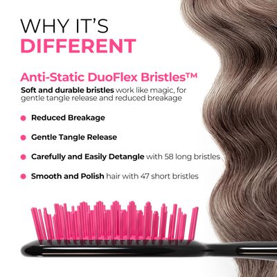 FHI Heat UNbrush Detangling Brush for Pain-Free Brushing on All Wet or Dry Hair Types - Durable DuoFlex Anti-Static Bristles, Lightweight Handle, Vented Hair Brush, Cherry Blossom