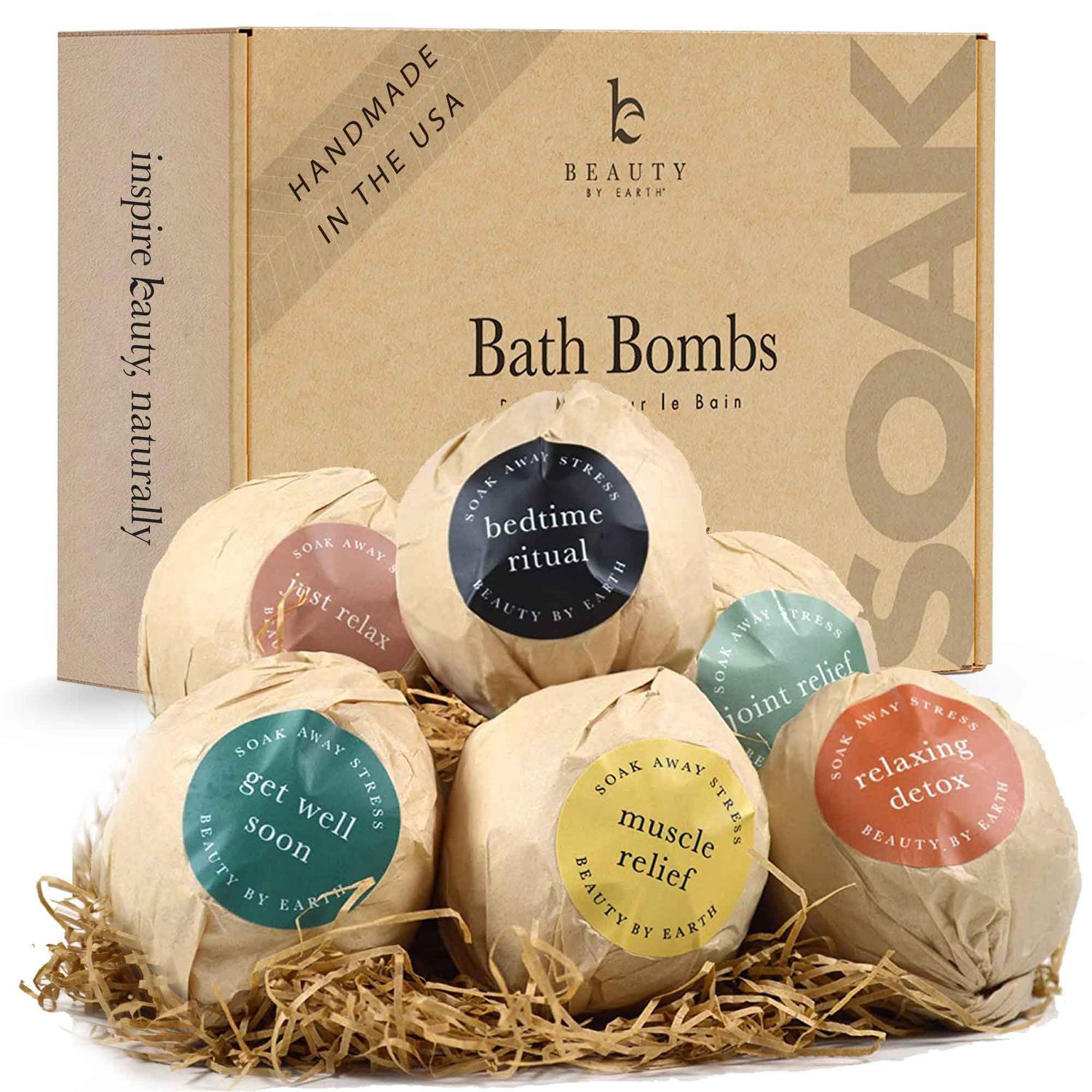 Bath Bomb Gift Set - USA Made with Natural &amp; Organic Ingredients, Relaxing Gifts for Women &amp; Men, Spa Gifts &amp; Stocking Stuffers for Women, Luxury Gift Ideas, Bath Bombs for Wife &amp; Kids