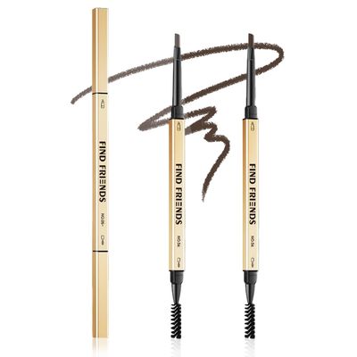 TORMEN 2PCS Micro Brow Pencil, Waterproof,Fine, Dual-Ended with Retractable Tip and Spoolie Brush Suitable for nique stylish,sophisticated brow effects for trend followers (Gray Brown &amp; Deep Coffee)