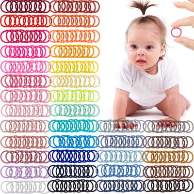 CLLOT 360PCS Baby Hair Ties, 36 Multicolors Elastic Hair Ties,2cm in Diameter No Crease Finger Rubber Hair Elastics,Small Thin Hair Ponytail Holders Hair Accessories for Baby Girls Toddlers Kids