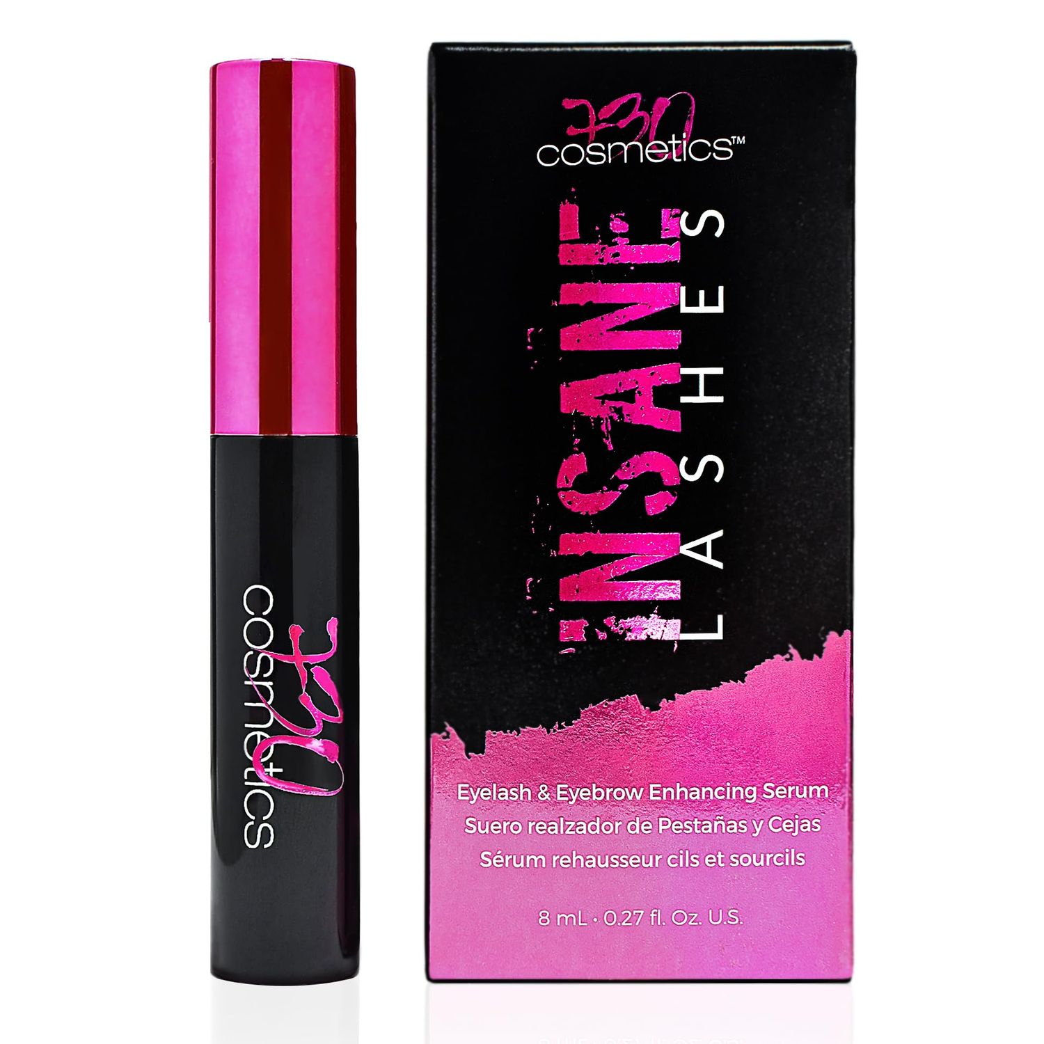 Insane Lashes Growth Serum - Rapid Growth Lash Serum &amp; Eyebrow Enhancer - Natural Lash Boost Serum for Longer, Thicker and Healthier Eyebrows - 8ml