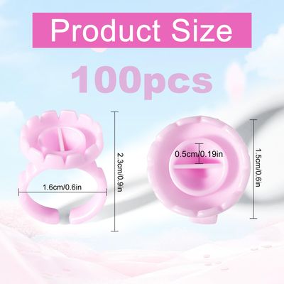 NXJ INFILILA Glue Rings, 100PCS Glue Rings for Eyelash Extensions, Disposable Lash Glue Rings for Eyelash Extension Supplies, Blossom Lash Glue Holder Rings for Lash Supplies