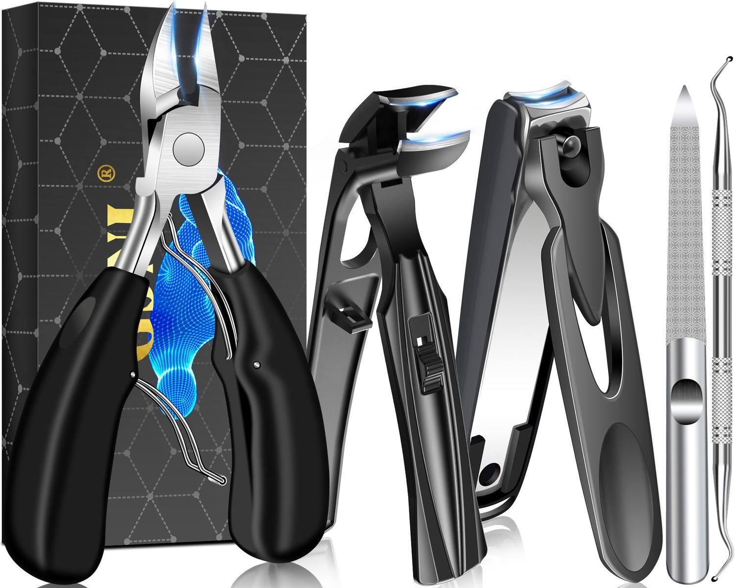 Toenail Clippers for Seniors Thick Nails - Angled Head Large Toe Nail Clippers with Catcher, Wide Jaw Opening Toenail Clippers for Thick toenails, Heavy Duty Nail Cutters Novelty Gifts for Men Women