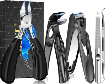 Toenail Clippers for Seniors Thick Nails - Angled Head Large Toe Nail Clippers with Catcher, Wide Jaw Opening Toenail Clippers for Thick toenails, Heavy Duty Nail Cutters Novelty Gifts for Men Women