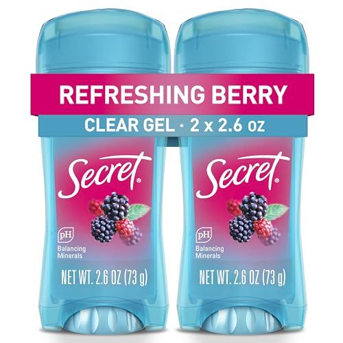 Secret Fresh Antiperspirant and Deodorant for Women, 48hr Freshness, Sweat &amp; Odor Protection, PH Balancing Minerals, Clear Gel, Refreshing Berry Scent, 2.6 oz (Pack of 2)
