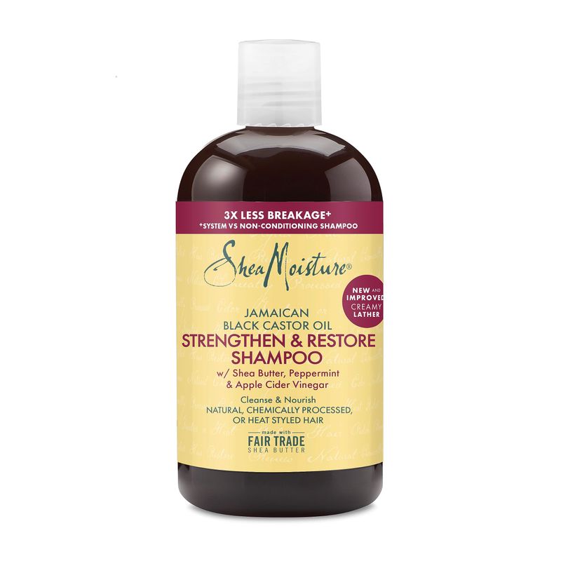 SheaMoisture Strengthen and Restore Shampoo 100% Pure Jamaican Black Castor Oil for Damaged Hair To Cleanse and Nourish Hair 13 oz