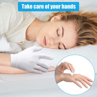 Cotton Gloves for Dry Hands Sleeping, 7 Pairs Moisturizing Gloves Overnight, Eczema Cotton Lotion Gloves for Women Men, White Gloves Costume for Halloween Christmas Weddings Serving Inspection