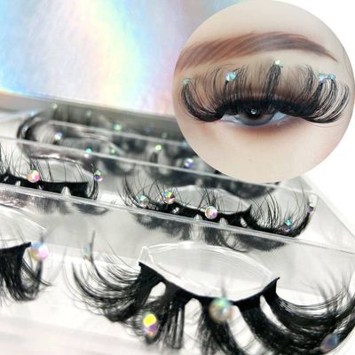 Mink Lashes with Glitter Rhinstones for Party Dramatic Diamond Decorative Gem Eyelashes(crystal)