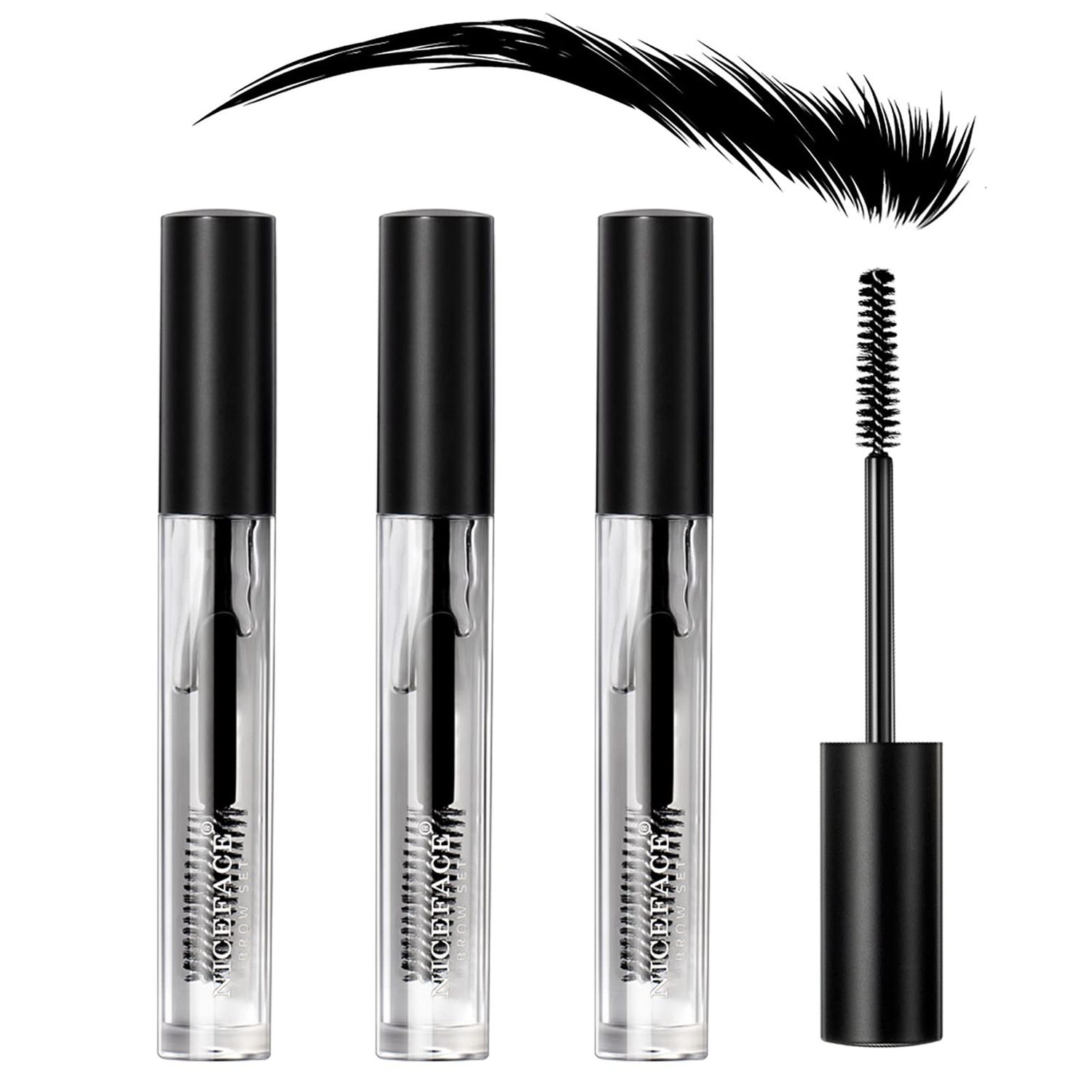 3Pcs Eyebrow Gel Kit, Clear Brow Gel Set, Brow Styling Gel for Natural Brow, Long Lasting Waterproof Eye Brow Setting Gel Makeup Set for Feathered &amp; Fluffy Brows
