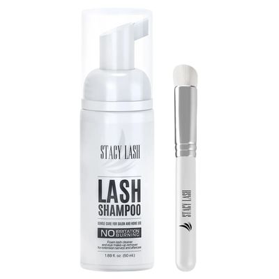 STACY LASH Eyelash Extension Shampoo  Brush  1.69 fl.oz  50ml  Eyelid Foaming CleanserWash for Extensions &amp; Natural LashesSafe Makeup RemoverSupplies for Professional &amp; Home Use