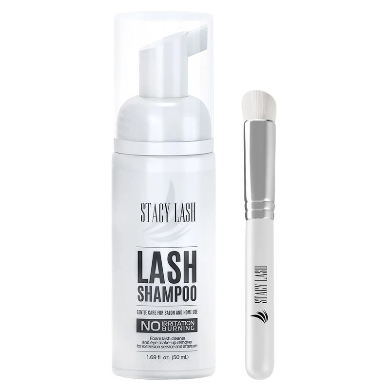 STACY LASH Eyelash Extension Shampoo  Brush  1.69 fl.oz  50ml  Eyelid Foaming CleanserWash for Extensions &amp; Natural LashesSafe Makeup RemoverSupplies for Professional &amp; Home Use