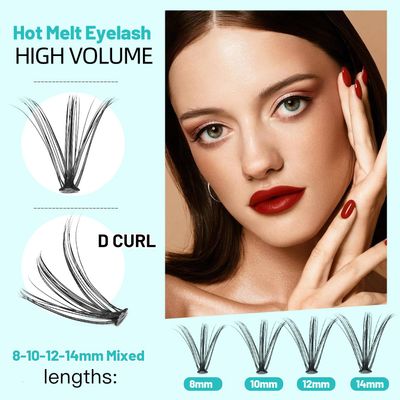 Hannahool 200Pcs 20Roots Individual False Lashes Mixed 8-10-12-14mm9-11-13-15mm10-12-14-16mm16-18mm18-20mm 0.07 Thickness Natural Cluster Lashes Makeup Volume Eye Lashes Extensions (8-10-12-14mm)