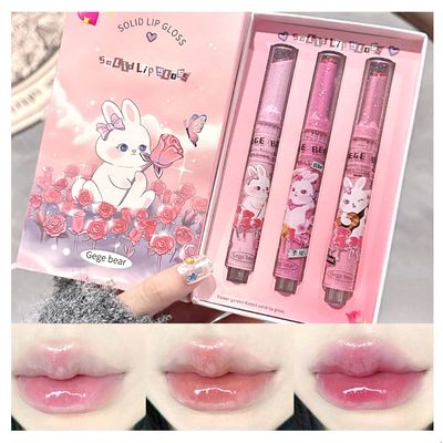 Blopuivo Jelly Lipstick,3 Colors Tinted Lip Stain Heart Mirror Lip Gloss,Hydrating Jelly Lipstick Long Lasting Moisturizing Tinted Lip Glaze,Non-sticky,Vivid Color Glossy Lip Makeup (B, Large)